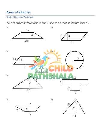 Area Of Triangles Parallelograms Trapezoids A Worksheet for Grade 6