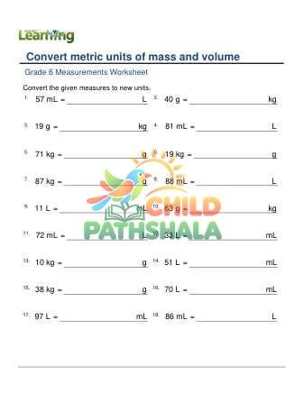 Conversion Metric Volume Mass B