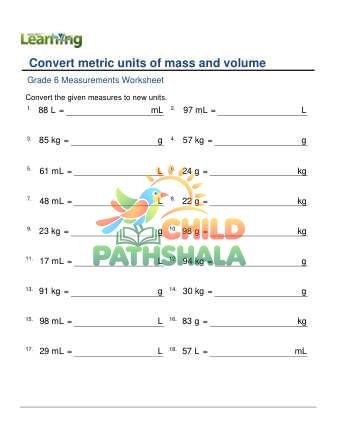 Conversion Metric Volume Mass E
