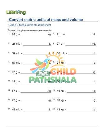 Preview of Conversion Metric Volume Mass F