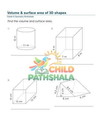 Volume Surface Area 3d Shapes C