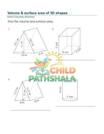 Volume Surface Area 3d Shapes D