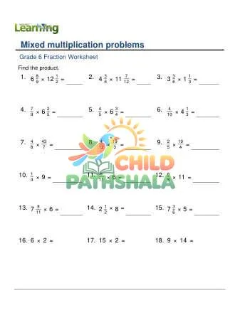 Preview of Fractions Mixed Multiplication Practice