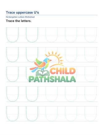 Tracing Uppercase Letters U Worksheet for Grade 1