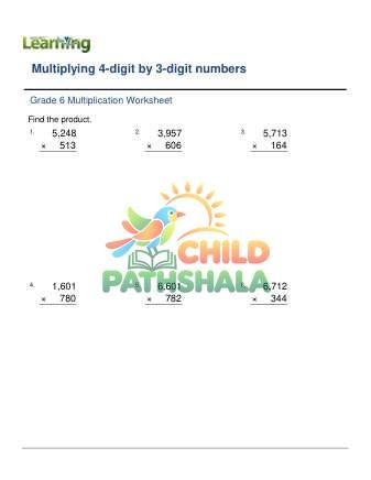 Multiplication 4 Digits By 3 Digits D