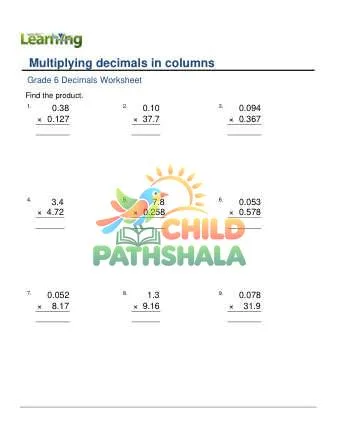Preview of Multiply Two Decimals 0 3 Decimal Digits