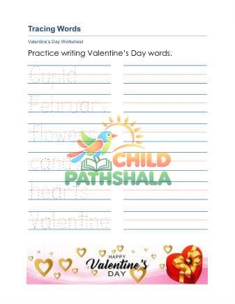Preview of Valentine Tracing Words
