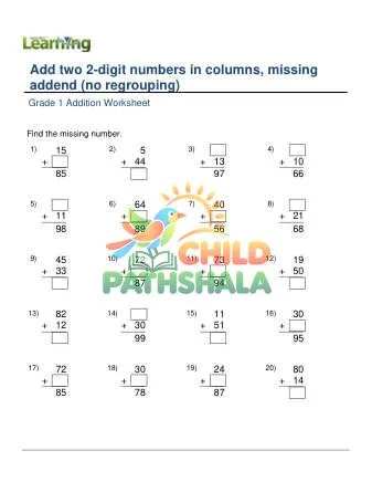 Preview of Add 2 2 Digit Numbers Missing Addend No Regrouping