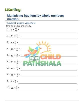 Multiplying Fractions With Whole Numbers Hard E