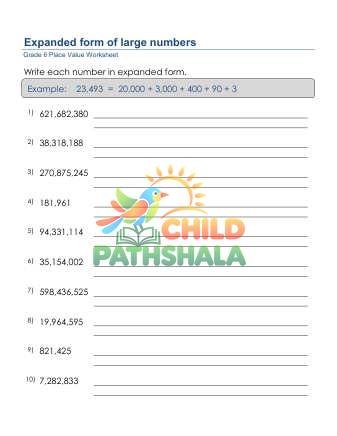Place Value Expanded Form 9 Digits D