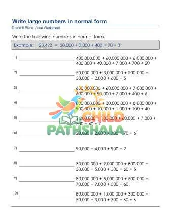 Preview of Place Value Normal Form 9 Digits