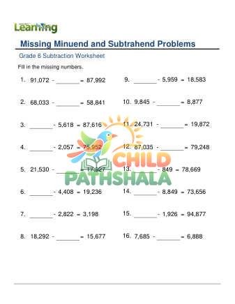 Subtraction Missing Number D