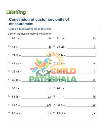 Conversion Of Customary Units Mixed Practice C