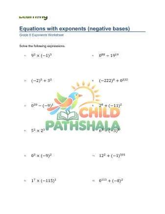 Preview of Exponents Equations Negative Bases