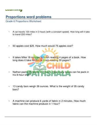 Preview of Proportions Word Problems