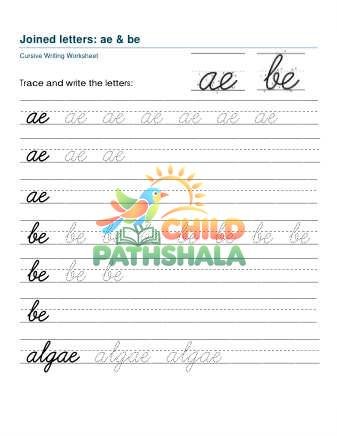 Letter Joins Ae Be Printable Worksheet for Handwriting