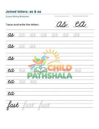Letter Joins As Ea Printable Worksheet for Handwriting
