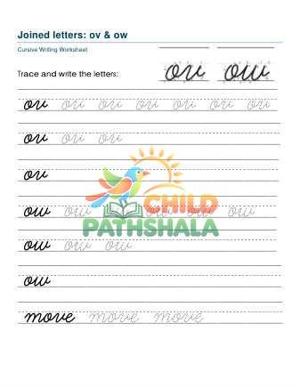 Letter Joins Ov Ow Printable Worksheet for Handwriting