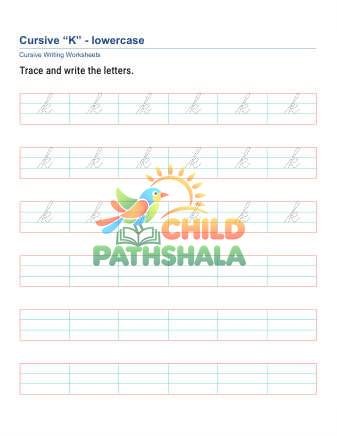 Letter K Lowercase Worksheet for Handwriting