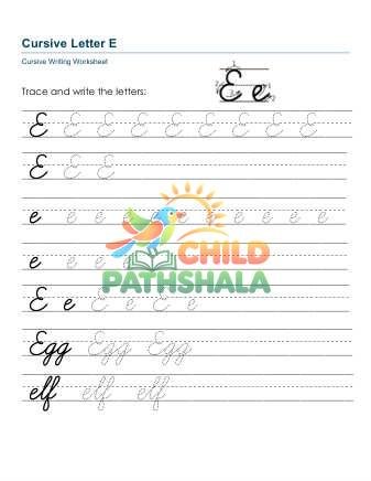 Letters Ee Printable Worksheet for Handwriting