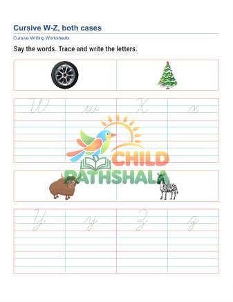 Letters W Z Worksheet for Handwriting