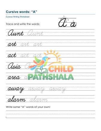 Practice Words Aa Printable Worksheet for Handwriting