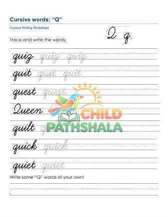 Practice Words Qq Printable Worksheet for Handwriting