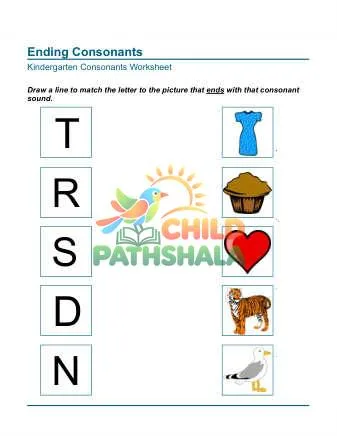 Preview of Draw Line Picture Letters Ending Consonants