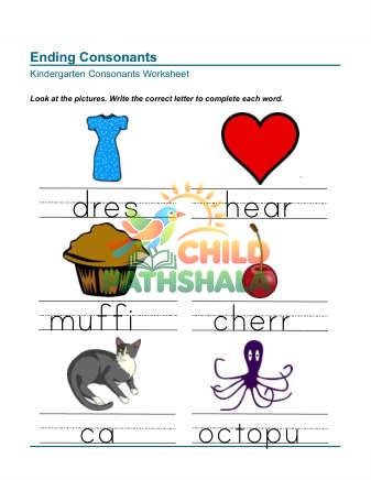 Picture Write Letters Ending Consonants 2