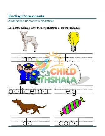 Picture Write Letters Ending Consonants 3