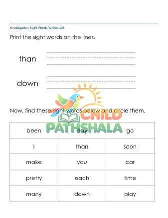 Preview of Sight Words Print Find Words