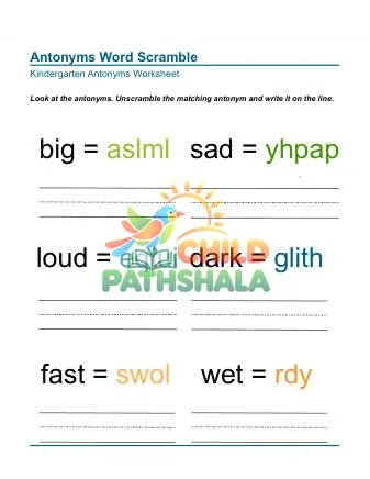 Preview of Matching Antonyms Unscramble Word