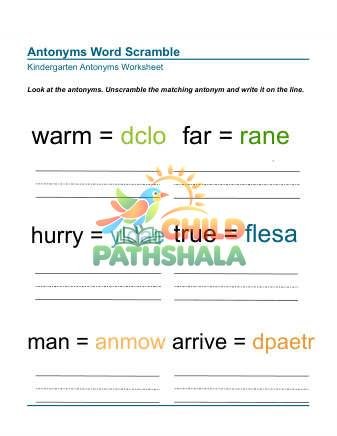Preview of Matching Antonyms Unscramble Word 4