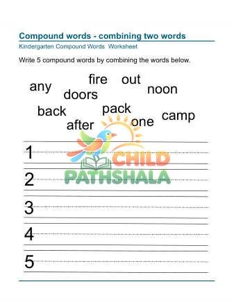 Worksheet Compound Words Making 1 Worksheet for Kindergarten