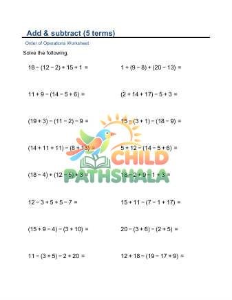 Add Subtract 5 Or More Terms A