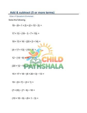 Add Subtract 5 Or More Terms C
