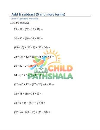 Add Subtract 5 Or More Terms E