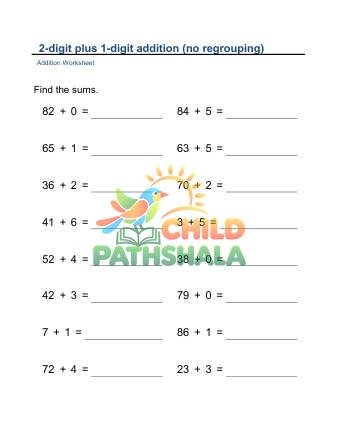 Addition 2x1 Digit No Regrouping A