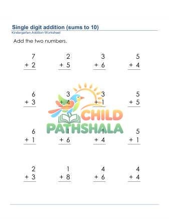 Addition Of Two 1 Digit Numbers 2