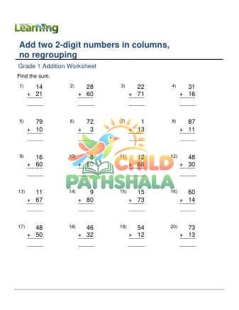 Add Two 2 Digit Numbers In Columns No Regrouping A