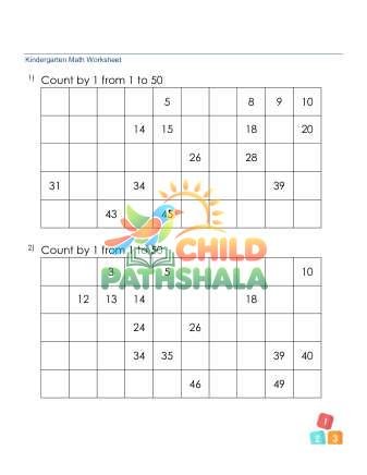 Counting Missing Number Sequence 1 50