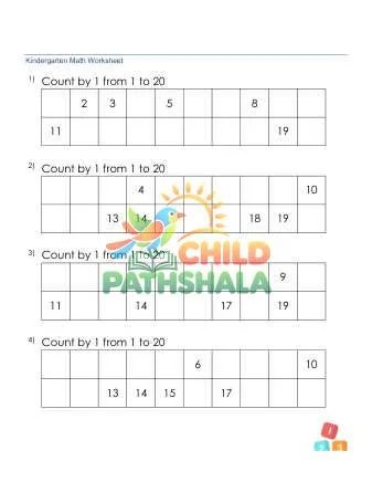 Preview of Counting Missing Number Sequence 1 20