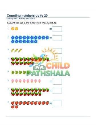 Counting To Twenty Worksheet 1 Worksheet for Kindergarten