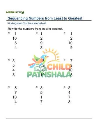 Preview of Sequencing Numbers Least To Greatest 10