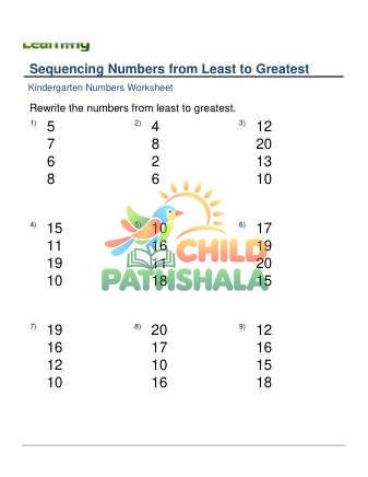 Preview of Sequencing Numbers Least To Greatest 20 1