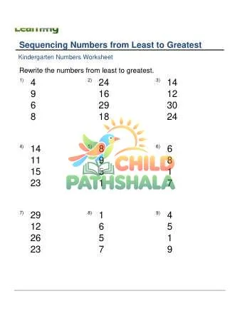Preview of Sequencing Numbers Least To Greatest 30