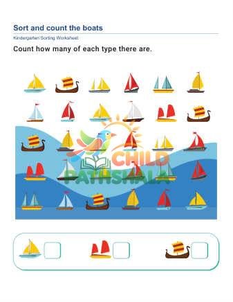 Sorting Counting D Worksheet for Kindergarten