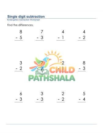 Subtraction Of Two 1 Digit Numbers