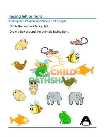 Preview of Facing Left Right Worksheet 3