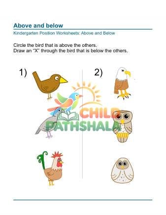 Position Worksheet Above Below 3